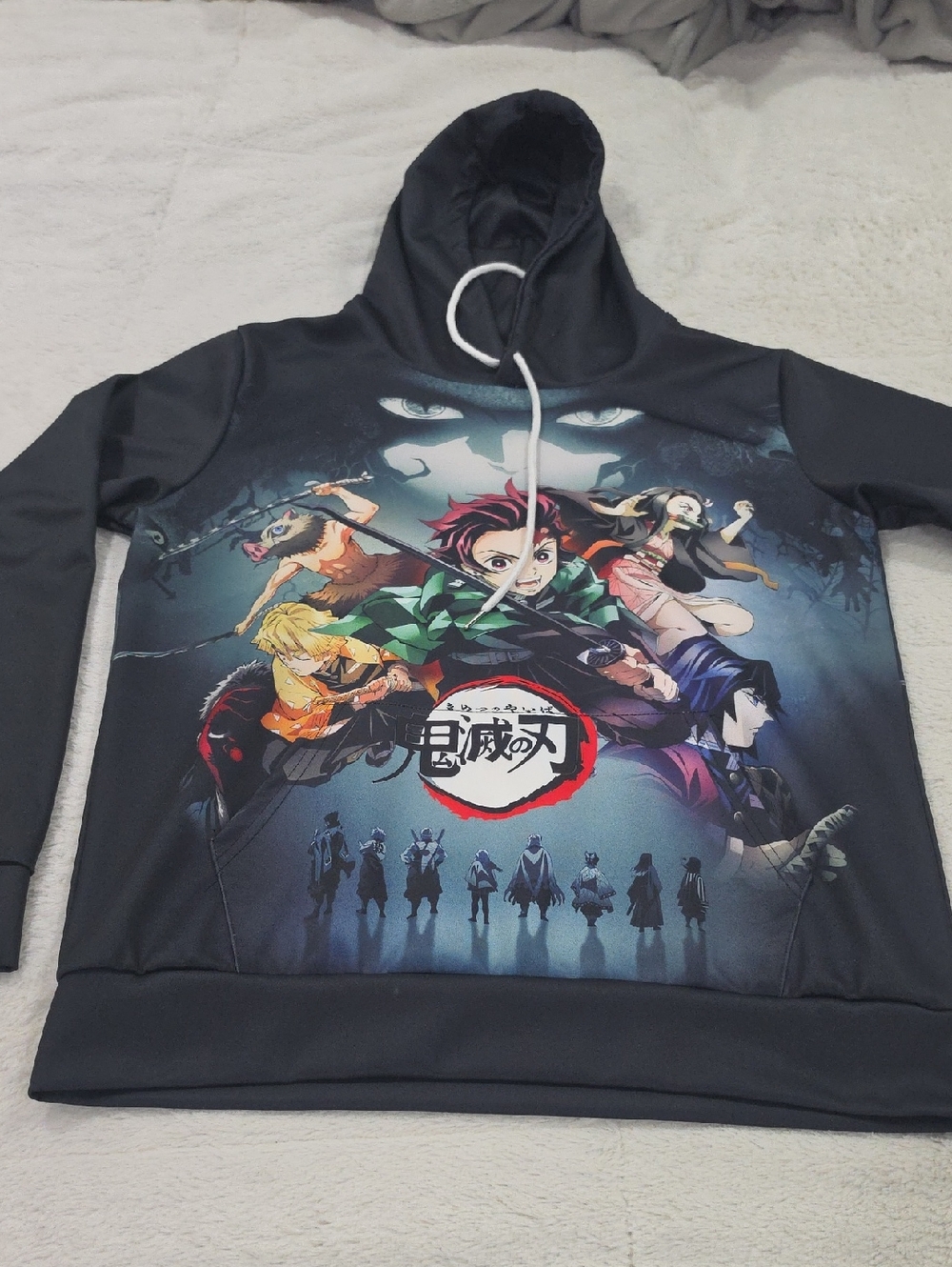Demon Slayer Anime Graphic Hoodie - Black with Multicolor Print